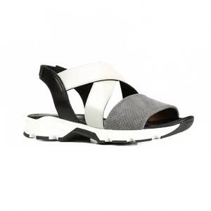 NEW ALL BLACK women cross strap & band sandal in dark grey